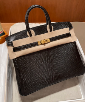 에르메스 버킨백25 블랙 금장 리자드 가죽